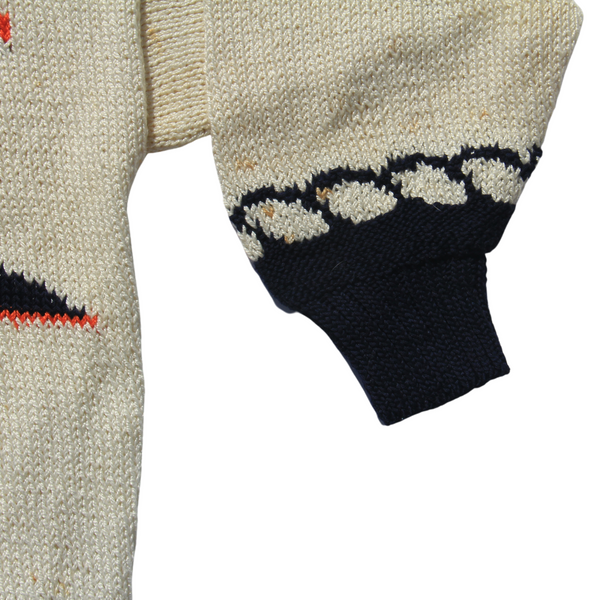 Cream navy gold button down