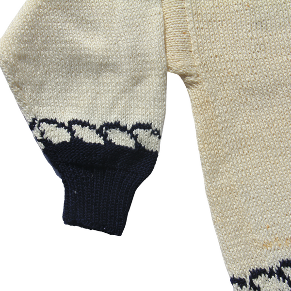 Cream navy gold button down