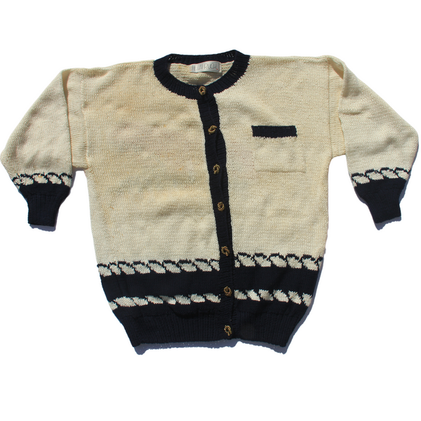 Cream navy gold button down