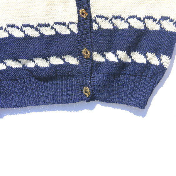 Cream navy gold button down