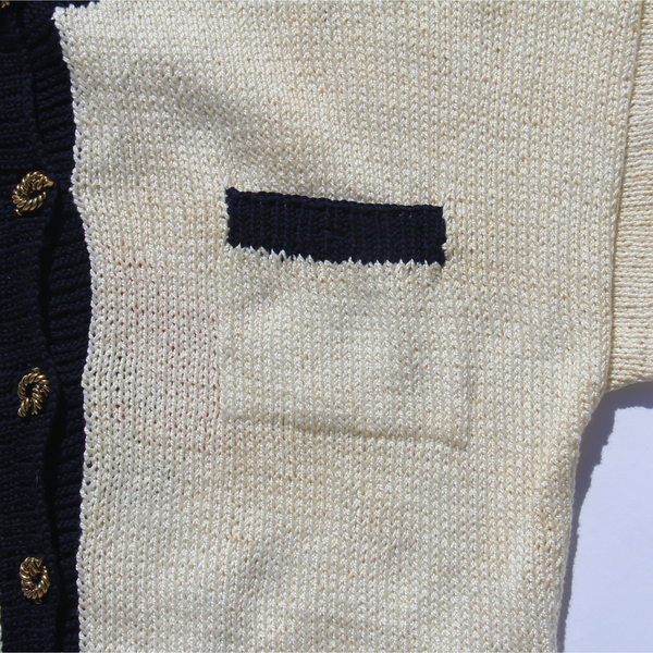 Cream navy gold button down