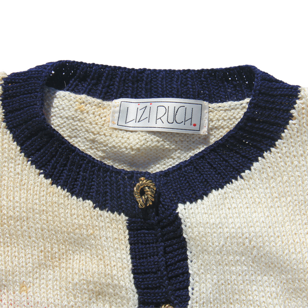 Cream navy gold button down