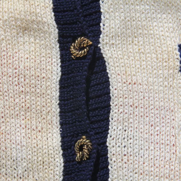 Cream navy gold button down