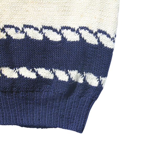 Cream navy gold button down