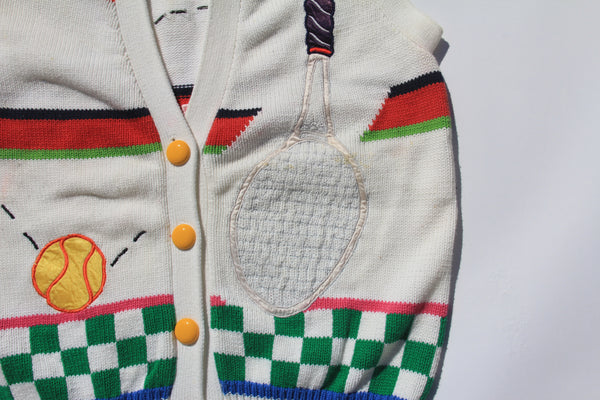 White game set match sweater vest