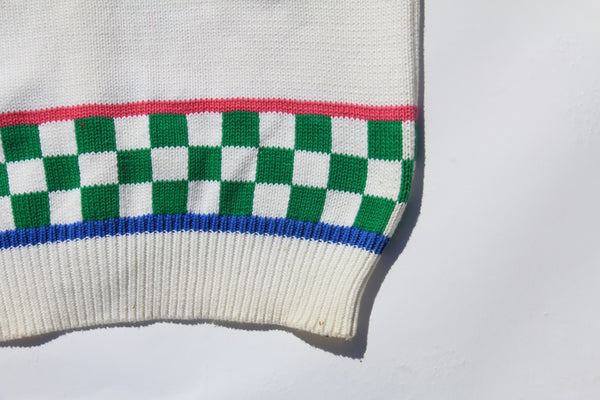 White game set match sweater vest