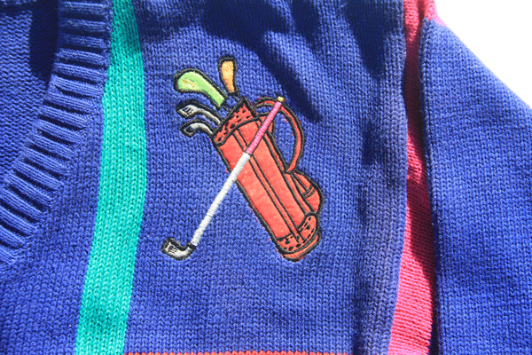 Blue golf long sleeve v-neck